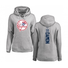 MLB Women's Nike New York Yankees #18 Johnny Damon Ash Backer Pullover Hoodie