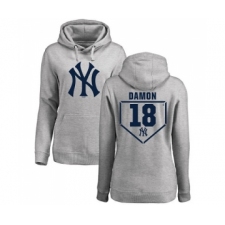 MLB Women's Nike New York Yankees #18 Johnny Damon Gray RBI Pullover Hoodie