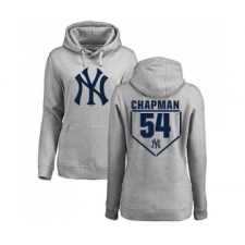 MLB Women's Nike New York Yankees #54 Aroldis Chapman Gray RBI Pullover Hoodie