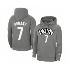 Men's Brooklyn Nets #7 Kevin Durant 2021 Grey Pullover Basketball Hoodie