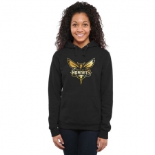 NBA Charlotte Hornets Women's Gold Collection Ladies Pullover Hoodie - Black