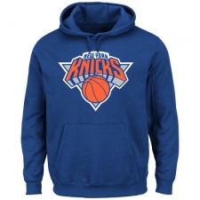 NBA Men's New York Knicks Majestic Current Logo Tech Patch Pullover Hoodie - Blue