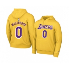 Men's Los Angeles Lakers #0 Russell Westbrook 2021 Yellow Pullover Basketball Hoodie