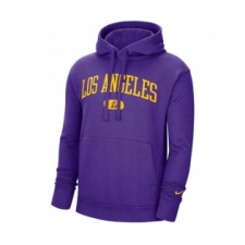 Men's Los Angeles Lakers 2021 Purple Heritage Essential Pullover Basketball Hoodie