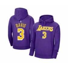 Men's Los Angeles Lakers #3 Anthony Davis 2021 Purple Pullover Basketball Hoodie