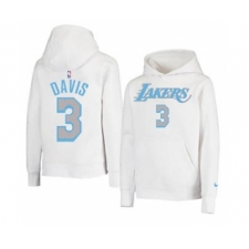 Men's Los Angeles Lakers #3 Anthony Davis 2021 White Pullover Basketball Hoodie