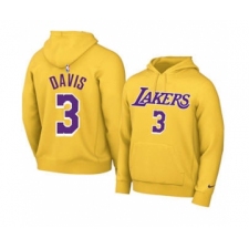 Men's Los Angeles Lakers #3 Anthony Davis 2021 Yellow Pullover Basketball Hoodie