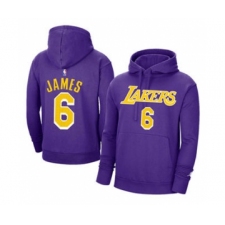 Men's Los Angeles Lakers #6 LeBron James 2021 Purple Pullover Basketball Hoodie