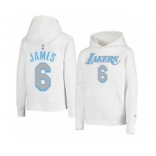 Men's Los Angeles Lakers #6 LeBron James 2021 White Pullover Basketball Hoodie