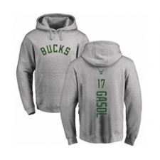 Basketball Milwaukee Bucks #17 Pau Gasol Ash Backer Pullover Hoodie