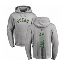 Basketball Milwaukee Bucks #42 Robin Lopez Ash Backer Pullover Hoodie