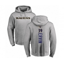 Football Baltimore Ravens #39 Tyler Ervin Ash Backer Pullover Hoodie