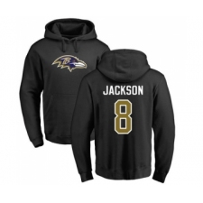 Football Baltimore Ravens #8 Lamar Jackson Black Name & Number Logo Pullover Hoodie
