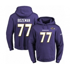 Football Men's Baltimore Ravens #77 Bradley Bozeman Purple Name & Number Pullover Hoodie