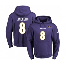 Football Men's Baltimore Ravens #8 Lamar Jackson Purple Name & Number Pullover Hoodie