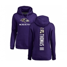 Football Women's Baltimore Ravens #29 Earl Thomas III Purple Backer Pullover Hoodie