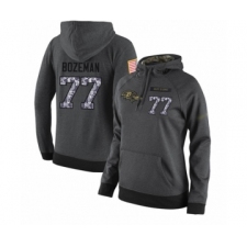 Football Women's Baltimore Ravens #77 Bradley Bozeman Stitched Black Anthracite Salute to Service Player Performance Hoodie