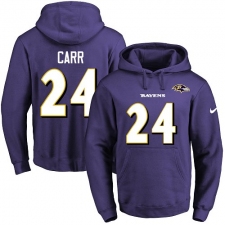 NFL Men's Nike Baltimore Ravens #24 Brandon Carr Purple Name & Number Pullover Hoodie