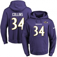 NFL Men's Nike Baltimore Ravens #34 Alex Collins Purple Name & Number Pullover Hoodie