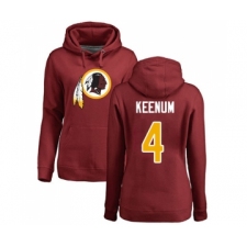 Football Women's Washington Redskins #4 Case Keenum Maroon Name & Number Logo Pullover Hoodie