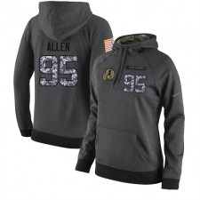 NFL Women's Nike Washington Redskins #95 Jonathan Allen Stitched Black Anthracite Salute to Service Player Performance Hoodie
