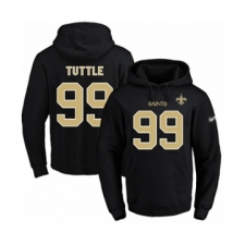Football Men's New Orleans Saints #99 Shy Tuttle Black Name & Number Pullover Hoodie