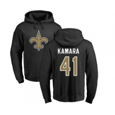 Football New Orleans Saints #41 Alvin Kamara Black Name & Number Logo Pullover Hoodie