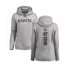 Football Women's New Orleans Saints #87 Jared Cook Ash Backer Pullover Hoodie