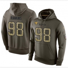 NFL Nike New Orleans Saints #98 Sheldon Rankins Green Salute To Service Men's Pullover Hoodie