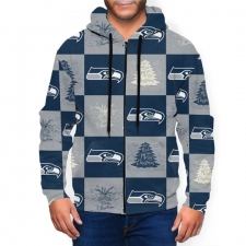 Seahawks Team Ugly Christmas Men's Zip Hooded Sweatshirt