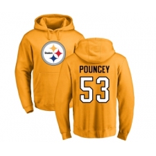 Football Pittsburgh Steelers #53 Maurkice Pouncey Gold Name & Number Logo Pullover Hoodie