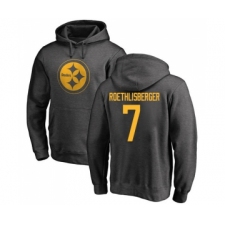 Football Pittsburgh Steelers #7 Ben Roethlisberger Ash One Color Pullover Hoodie
