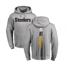 Football Pittsburgh Steelers #81 Jesse James Ash Backer Pullover Hoodie