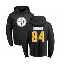 Football Pittsburgh Steelers #84 Antonio Brown Black Name & Number Logo Pullover Hoodie
