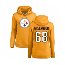Football Women's Pittsburgh Steelers #68 L.C. Greenwood Gold Name & Number Logo Pullover Hoodie