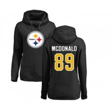 Football Women's Pittsburgh Steelers #89 Vance McDonald Black Name & Number Logo Pullover Hoodie