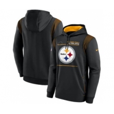 Men's Pittsburgh Steelers 2021 Black Sideline Logo Performance Pullover Hoodie