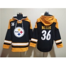 Men's Pittsburgh Steelers #36 Jerome Bettis Black Ageless Must-Have Lace-Up Pullover Hoodie