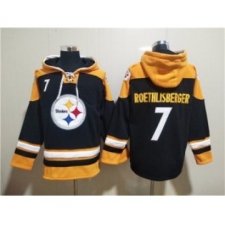 Men's Pittsburgh Steelers #7 Ben Roethlisberger Black Ageless Must-Have Lace-Up Pullover Hoodie