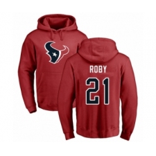 Football Houston Texans #21 Bradley Roby Red Name & Number Logo Pullover Hoodie