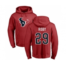 Football Houston Texans #29 Bradley Roby Red Name & Number Logo Pullover Hoodie