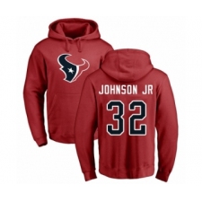 Football Houston Texans #32 Lonnie Johnson Red Name & Number Logo Pullover Hoodie