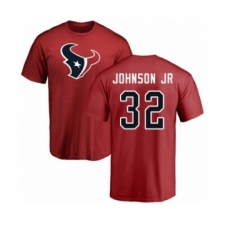 Football Houston Texans #32 Lonnie Johnson Red Name & Number Logo T-Shirt