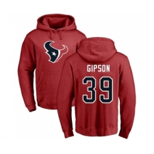Football Houston Texans #39 Tashaun Gipson Red Name & Number Logo Pullover Hoodie