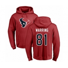 Football Houston Texans #81 Kahale Warring Red Name & Number Logo Pullover Hoodie