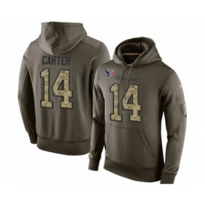Football Men's Houston Texans #14 DeAndre Carter Green Salute To Service Pullover Hoodie