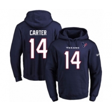 Football Men's Houston Texans #14 DeAndre Carter Navy Blue Name & Number Pullover Hoodie