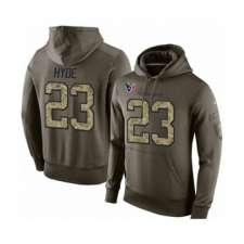 Football Men's Houston Texans #23 Carlos Hyde Green Salute To Service Pullover Hoodie
