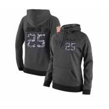 Football Women's Houston Texans #25 Duke Johnson Jr Stitched Black Anthracite Salute to Service Player Performance Hoodie