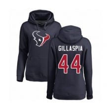 Football Women's Houston Texans #44 Cullen Gillaspia Navy Blue Name & Number Logo Pullover Hoodie
